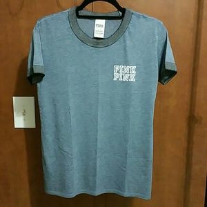 NWOT Victoria's Secret PINK Ringer Tee. Navy. Sz S